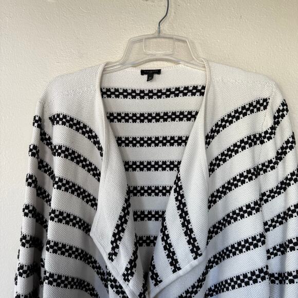 Talbots Size 3X knit white black waterfall blanket sweater - Picture 4 of 10